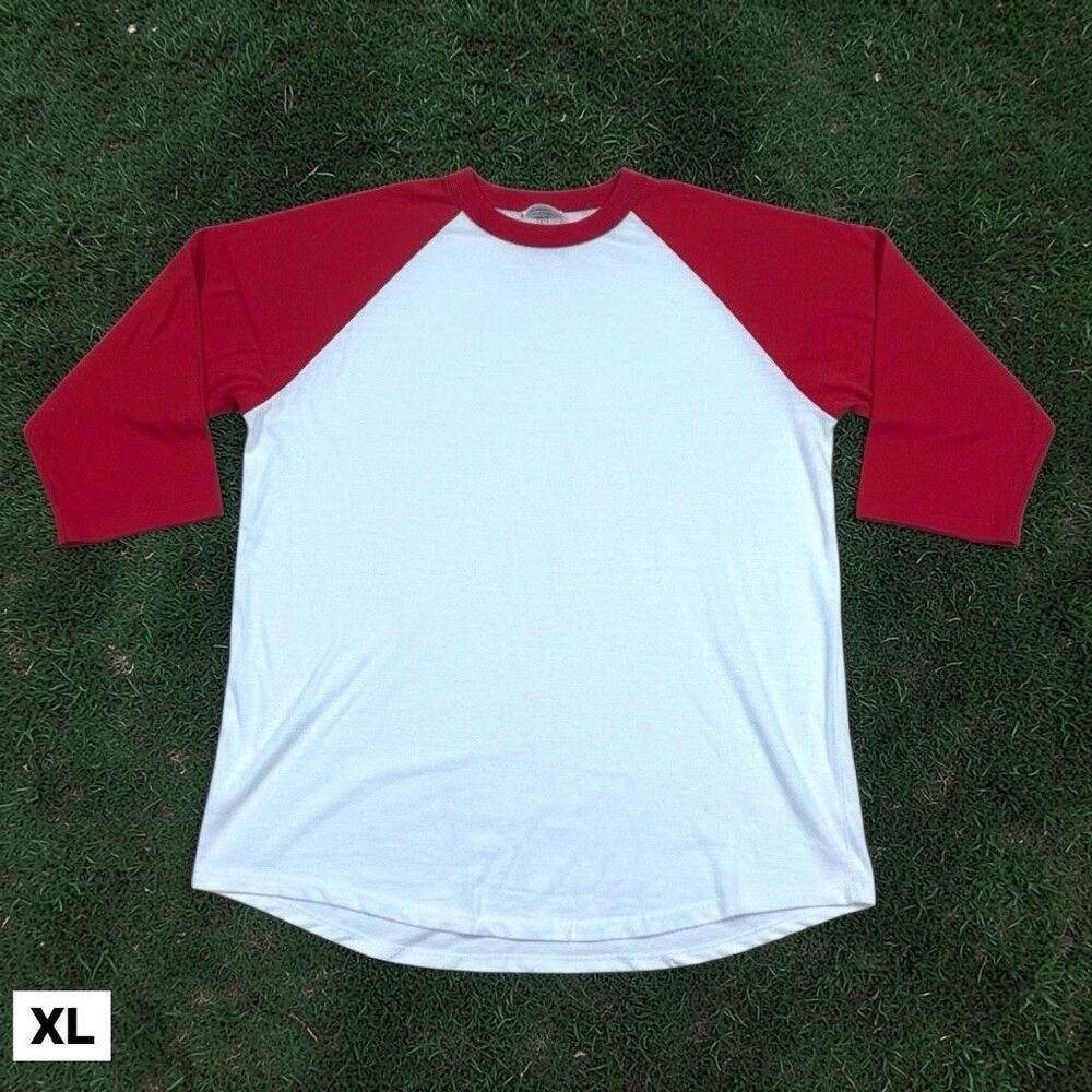 Vintage 70’s Healthknit Blank Baseball T-Shirt Men’s XL (46-48) Red Made In USA